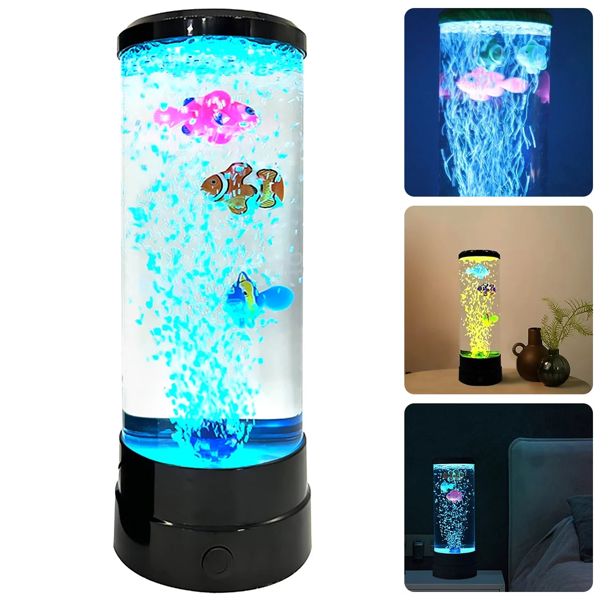 Rzvnmko LED Fish Lamp round with Vibrant 6 Color Changing Light Effects. the Large Sensory Synthetic Jelly Fish Tank Aquarium Mood Lamp.Ideal Gift