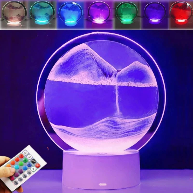 Newest 3D Sand Painting Table Hourglass Lamp USB 16 Colors RGB Quicksand LED Night Light Bedroom Bedside Decorations Gifts 2024