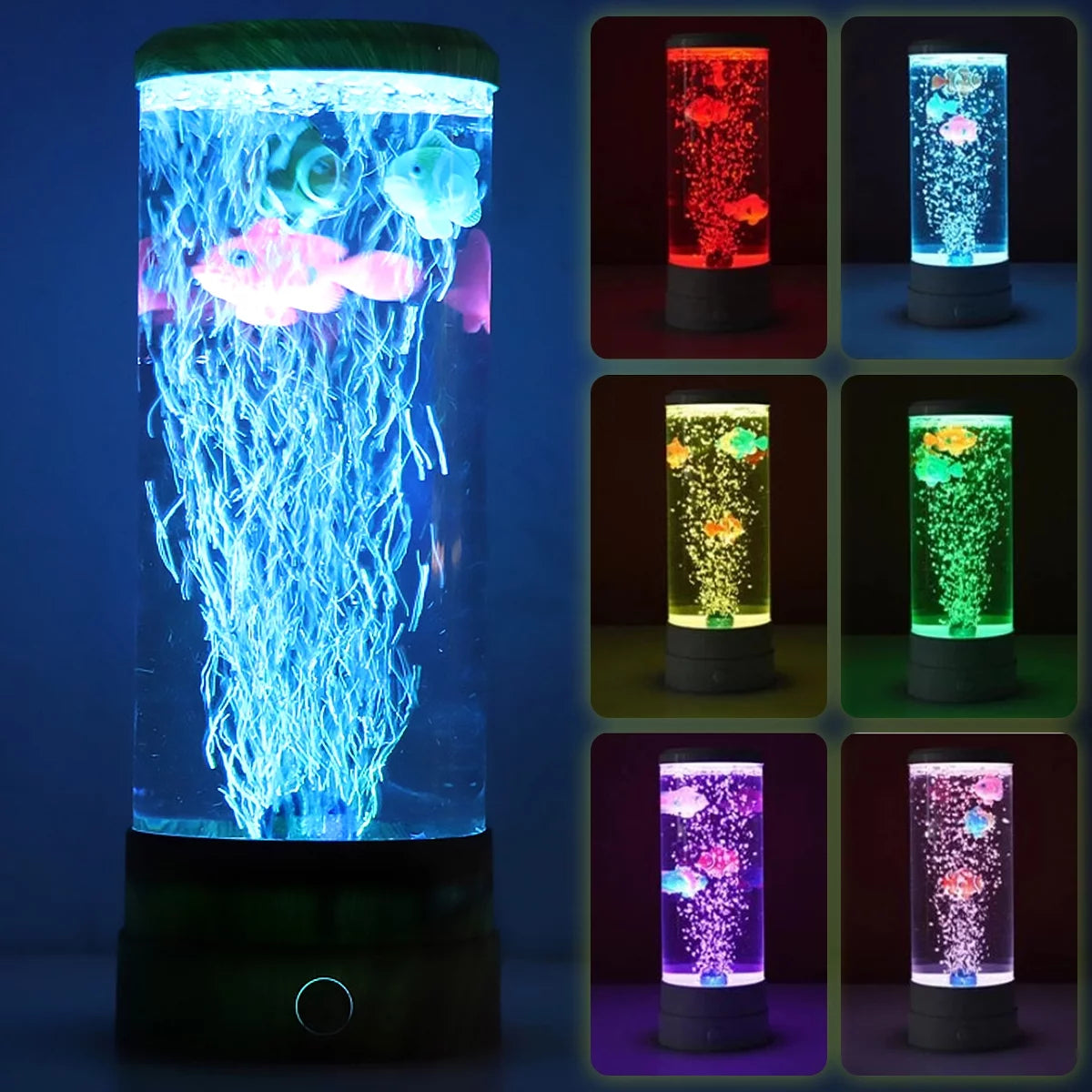 Rzvnmko LED Fish Lamp round with Vibrant 6 Color Changing Light Effects. the Large Sensory Synthetic Jelly Fish Tank Aquarium Mood Lamp.Ideal Gift