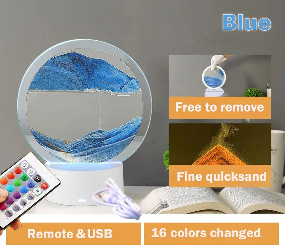 Newest 3D Sand Painting Table Hourglass Lamp USB 16 Colors RGB Quicksand LED Night Light Bedroom Bedside Decorations Gifts 2024