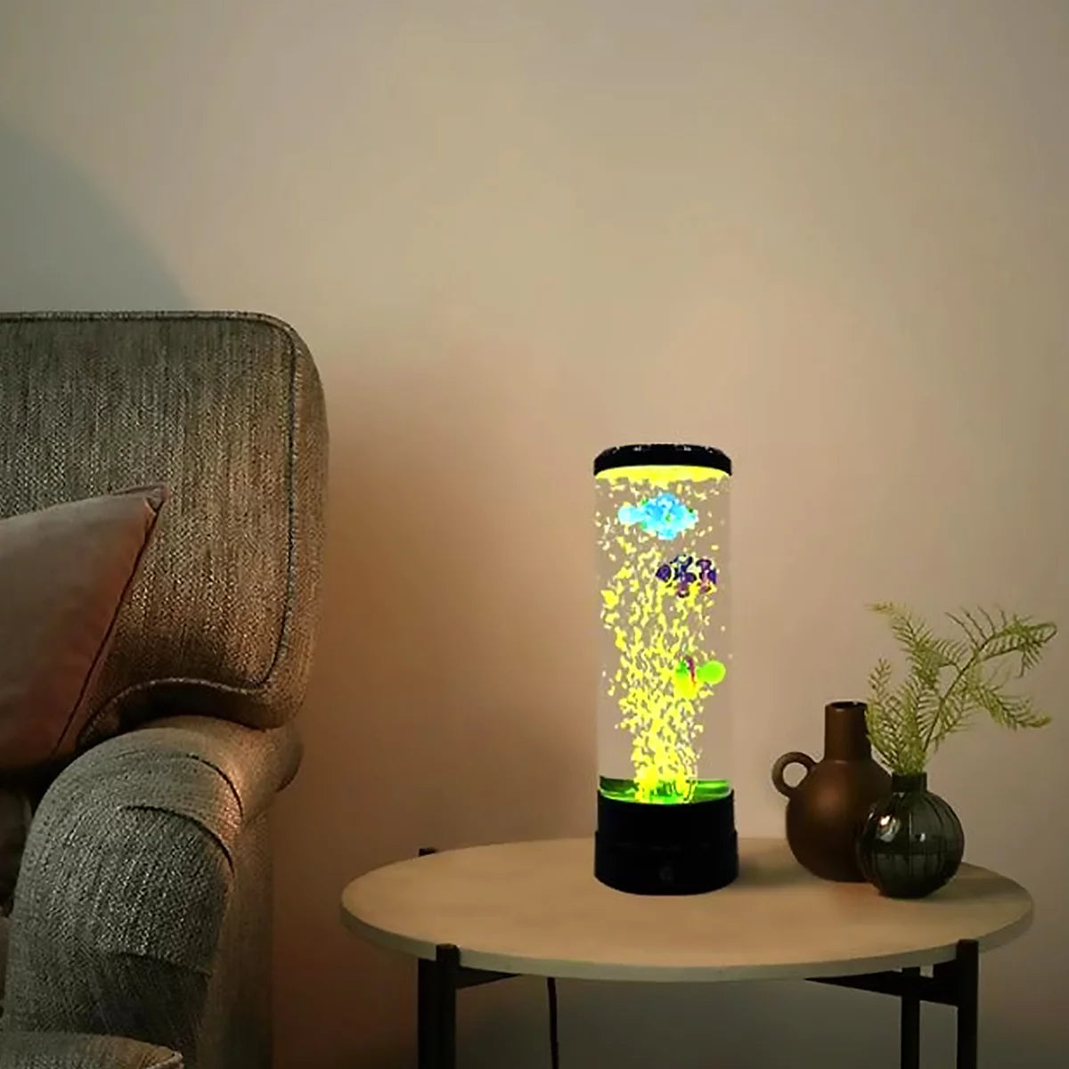 Rzvnmko LED Fish Lamp round with Vibrant 6 Color Changing Light Effects. the Large Sensory Synthetic Jelly Fish Tank Aquarium Mood Lamp.Ideal Gift