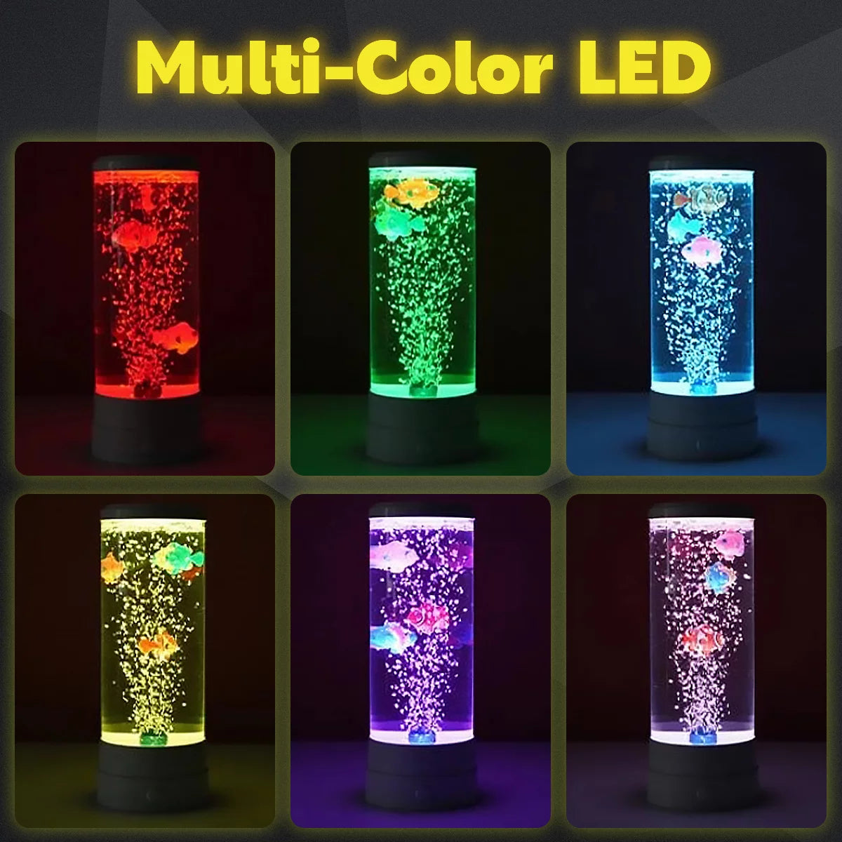 Rzvnmko LED Fish Lamp round with Vibrant 6 Color Changing Light Effects. the Large Sensory Synthetic Jelly Fish Tank Aquarium Mood Lamp.Ideal Gift