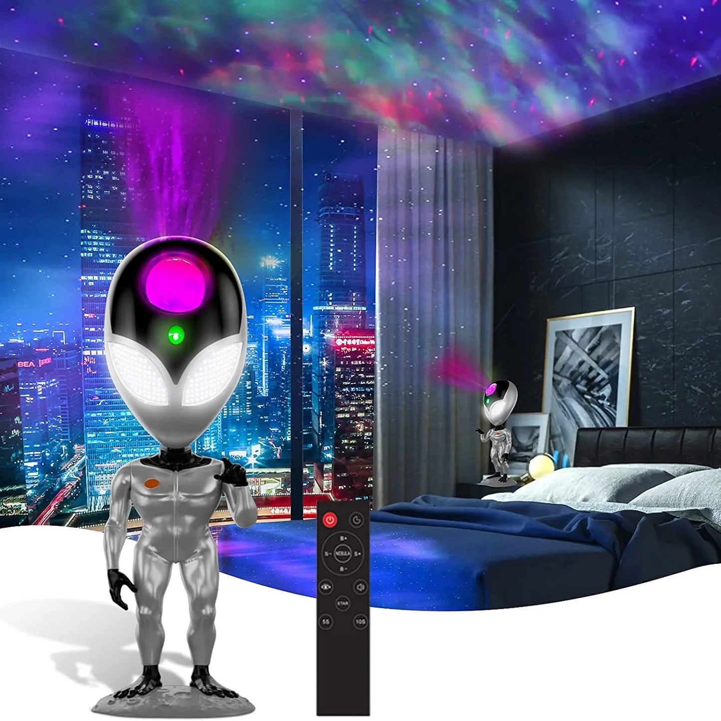 Star Projector, Aliens Galaxy Projector for Bedroom, Starry Nebula LED Lamp with Timer and Remote, Aliensun Night Light Kids Adults Gaming Room, Home Theater Room Decor