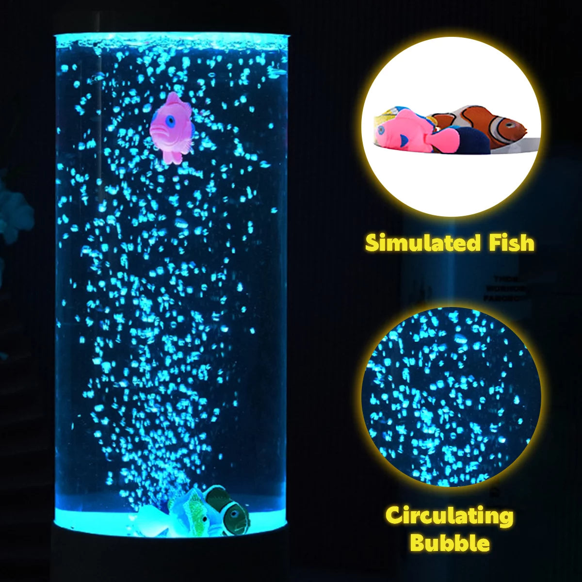 Rzvnmko LED Fish Lamp round with Vibrant 6 Color Changing Light Effects. the Large Sensory Synthetic Jelly Fish Tank Aquarium Mood Lamp.Ideal Gift