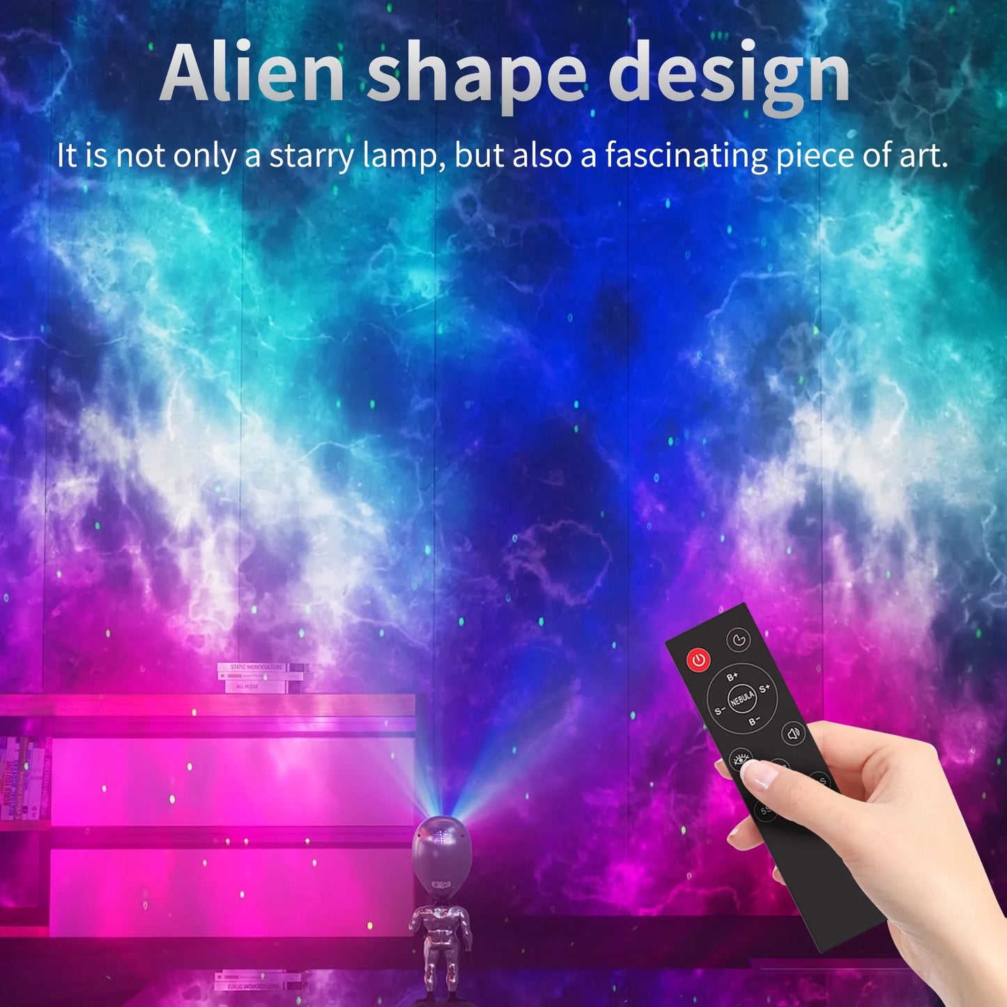 Star Projector, Aliens Galaxy Projector for Bedroom, Starry Nebula LED Lamp with Timer and Remote, Aliensun Night Light Kids Adults Gaming Room, Home Theater Room Decor