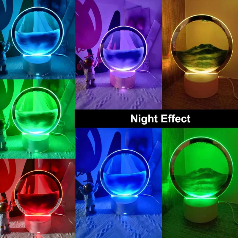 Newest 3D Sand Painting Table Hourglass Lamp USB 16 Colors RGB Quicksand LED Night Light Bedroom Bedside Decorations Gifts 2024