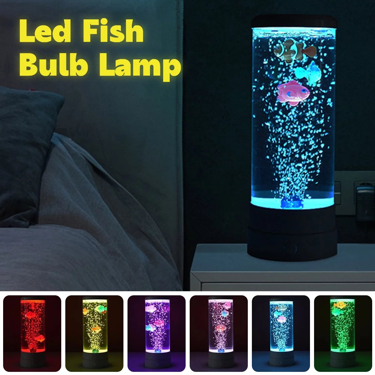 Rzvnmko LED Fish Lamp round with Vibrant 6 Color Changing Light Effects. the Large Sensory Synthetic Jelly Fish Tank Aquarium Mood Lamp.Ideal Gift