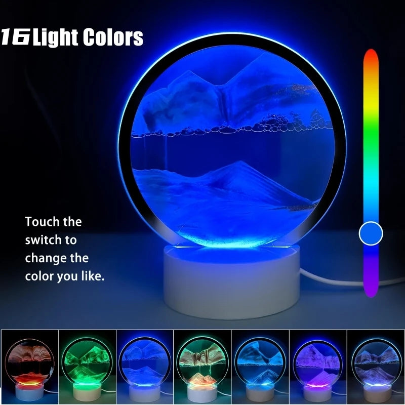 Newest 3D Sand Painting Table Hourglass Lamp USB 16 Colors RGB Quicksand LED Night Light Bedroom Bedside Decorations Gifts 2024